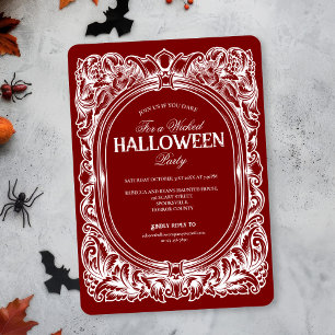 Vintage-Gotische rote Halloween-Party-Einladung Einladung
