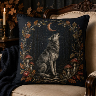 Vintage-Gotische-Samhain-Heulwolf-Mond-Kunst Kissen