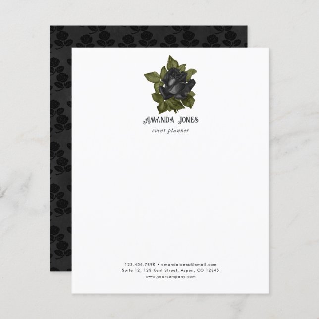 Vintage gotische schwarze Rose Personalisiert (Vorne/Hinten)