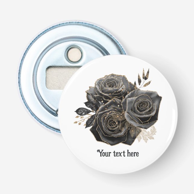 Vintage gotische schwarze Rose Personalisiert Flaschenöffner (Vorderseite)