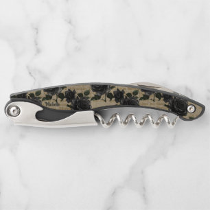 Vintage gotische schwarze Rose Personalisiert Kellnermesser