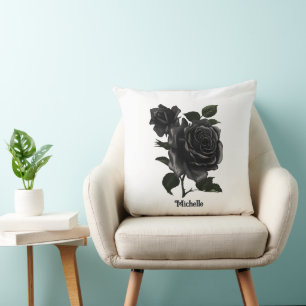 Vintage gotische schwarze Rose Personalisiert Kissen