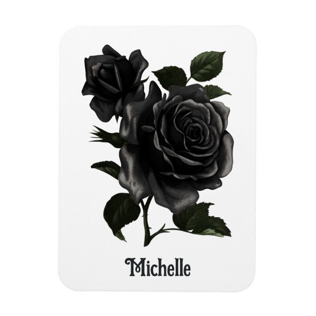 Vintage gotische schwarze Rose Personalisiert Magnet (Vertikal)
