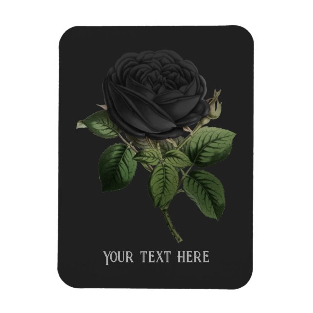 Vintage gotische schwarze Rose Personalisiert Magnet (Vertikal)