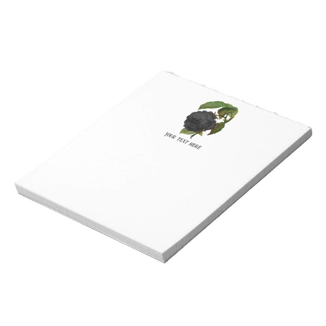 Vintage gotische schwarze Rose Personalisiert Notizblock (Rotiert)