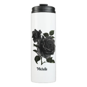 Vintage gotische schwarze Rose Personalisiert Thermosbecher
