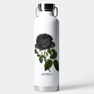 Vintage gotische schwarze Rose Personalisiert Trinkflasche