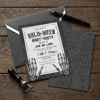 Vintage-Gotische-Skelett-Halloween-Party-Einladung Einladung