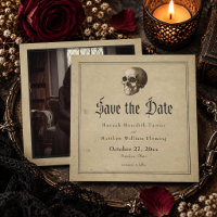 Vintage-Gotische-Skelett-Hochzeitsfoto Halloween