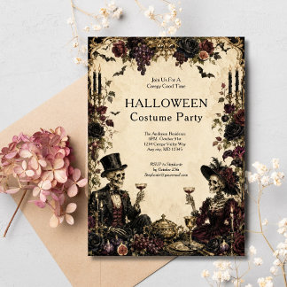 Vintage-Gotische Skelette Halloween-Party Einladung