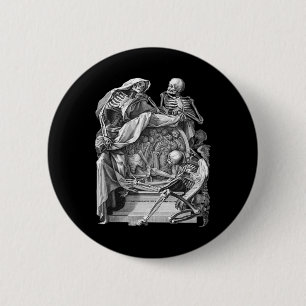 Vintage-Gotische Skelettgravur Memento Mori Hallow Button