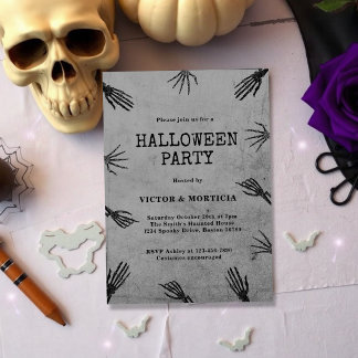 Vintage-Gotische Skeletthände Halloween-Party Einladung