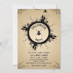 Vintage-Gotische-Spinnennetz-Halloween-Party Einladung