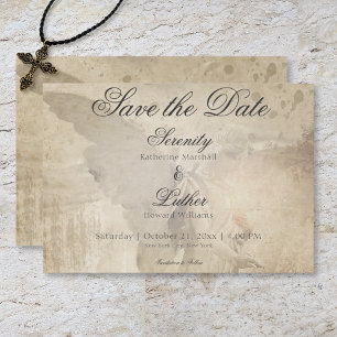 Vintage-Gotische-Stein-Engel-Hochzeit Save The Date