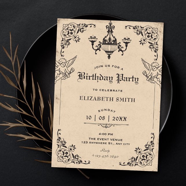 Vintage gotischer Bogen Engel Geburtstag Einladung (Von Creator hochgeladen)