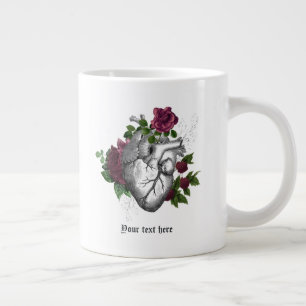 Vintage gotischer burgunderroter floraler Herz Jumbo-Tasse