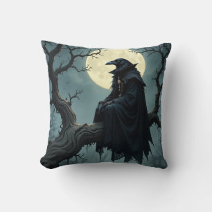 Vintage-Gotischer Halloween großer schwarzer Rabe  Kissen