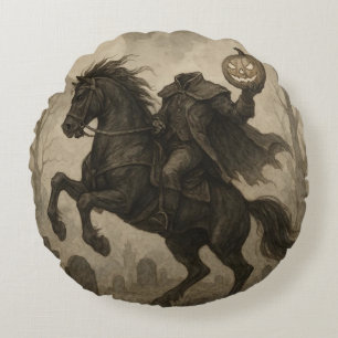 Vintage/Gotischer Kopfjäger Halloween/Herbst Rundes Kissen