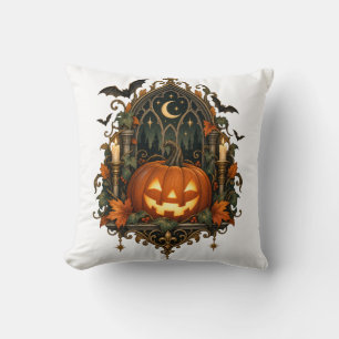 Vintage-Gotischer-Kürbis-Halloween Kissen