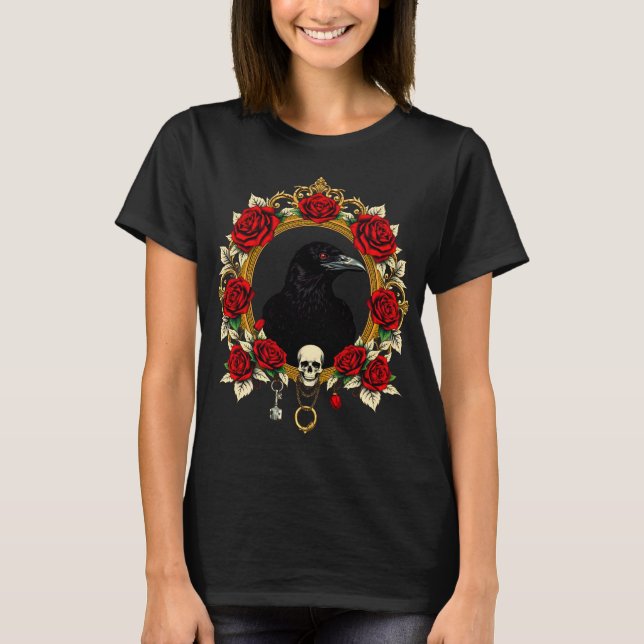 Vintage-Gotischer Rabe T-Shirt (Vorderseite)