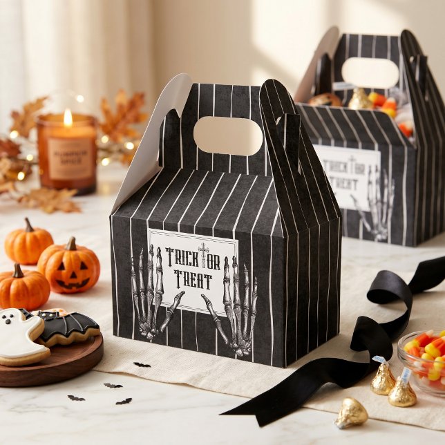 Vintage-Gotischer-Skelett-Streich-oder-Überraschun Geschenkschachtel (Vintage Gothic Skeleton Trick or Treat Favor Boxes)