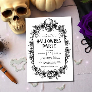 Vintage-Gotischer-Sklett-Totenkopf-Hand-Halloween- Einladung