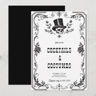 Vintage-Gotischer-Skull-Halloween-Party  Einladung