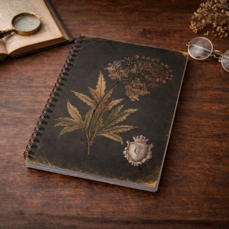 Vintage-gotisches botanisches Wappenmonogramm Notizblock