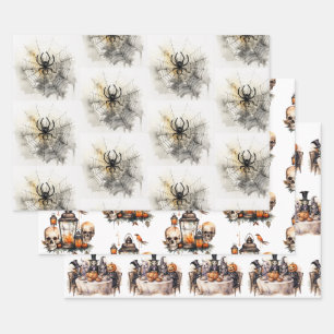 Vintage-Gotisches Halloween Geschenkpapier Set