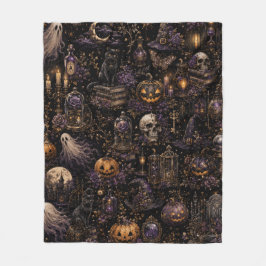 Vintage-Gotisches Halloween-Spooky-Night-Muster Fleecedecke
