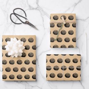 Vintage-gotisches Kürbis-Halloween-Muster Geschenkpapier Set