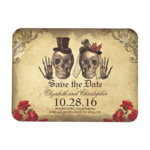 Vintage-gotisches Skelett-Paar 'Save The Date' Magnet