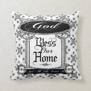 vintage Gott segne unser Zuhause Kissen