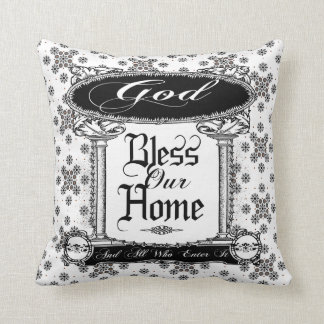 vintage Gott segne unser Zuhause Kissen