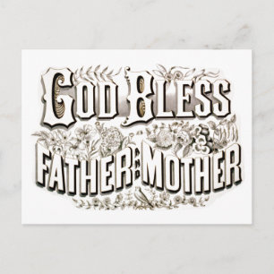 Vintage-Gottes-Segen-für-Vater-und-Mutter-Gebet 18 Postkarte