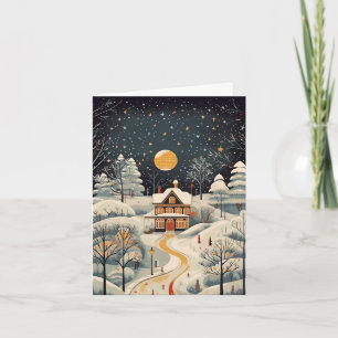 Vintage Gouache gestaltete Winter-Heimat Leer