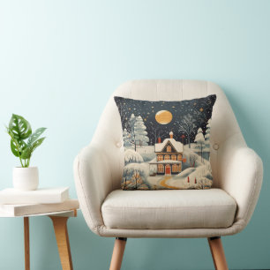 Vintage Gouache Stil Winter Zuhause Kissen