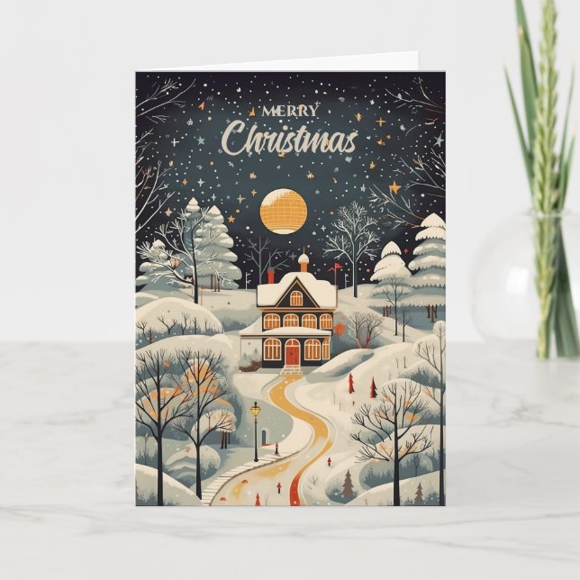 Vintage Gouache Styled Winter Zuhause Weihnachten (Vorderseite)