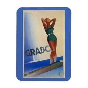 Vintage Grado italienisches Reiseplakat Pinup Magnet