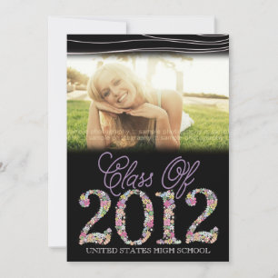 Vintage Graduate Class of 2012 Black & Pink Invite Einladung