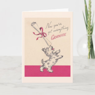 Vintage Graduation Yorkie Greeting Card Karte
