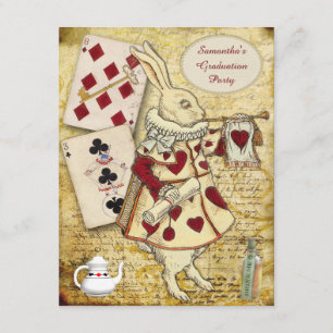 Vintage Graduiertengruppe Wonderland Rabbit Einladung