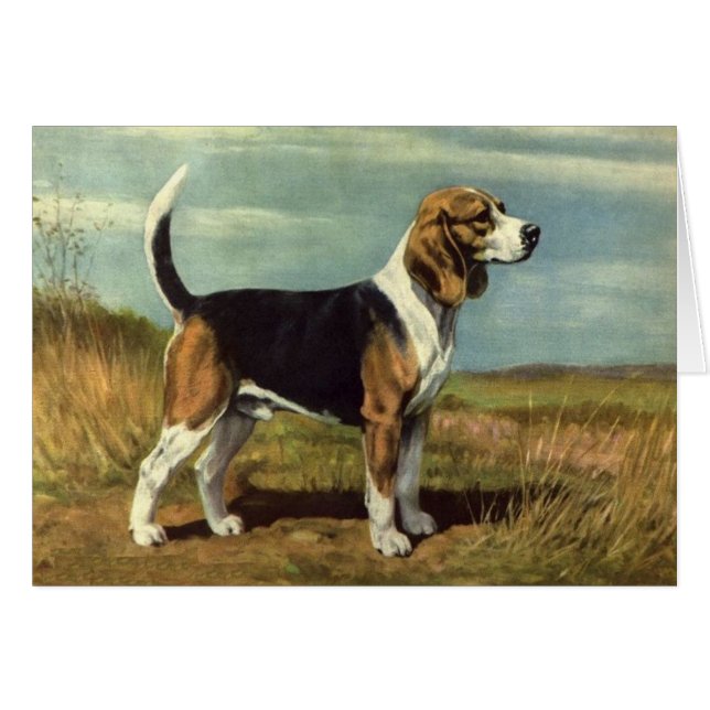 Vintage Grafik - Beagle-Hund, (Vorderseite (Horizontal))