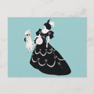 Vintage-Grafik Bold Aubrey Beardsley Frau Mann Postkarte