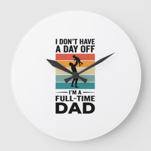Vintage Grafik T-Shirt Design für Vollzeit-Vater_1 Große Wanduhr