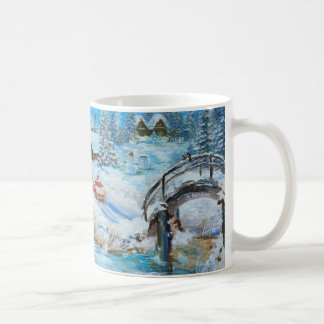 Vintage Grafik-Tasse. Winterfeiertage Kaffeetasse