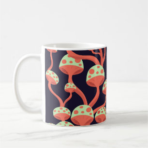 Vintage Grafikmushrooms Nahtloses Muster Kaffeetasse