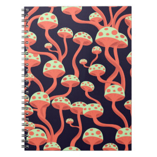 Vintage Grafikmushrooms Nahtloses Muster Notizblock