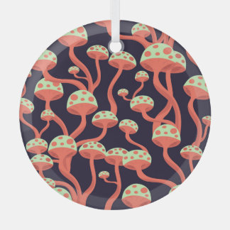 Vintage Grafikmushrooms Nahtloses Muster Ornament Aus Glas
