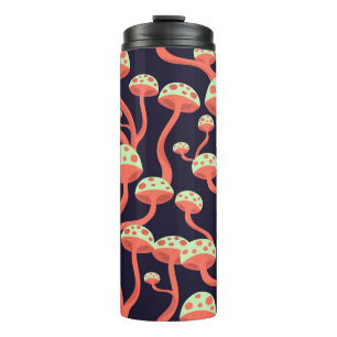 Vintage Grafikmushrooms Nahtloses Muster Thermosbecher